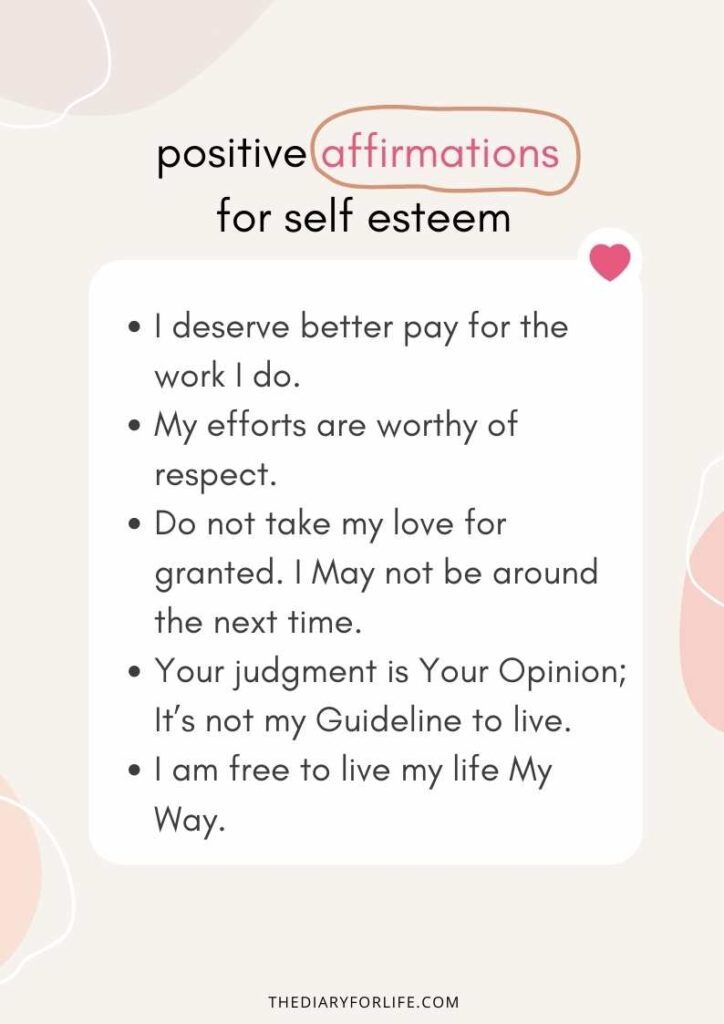 positive affirmations for self esteem