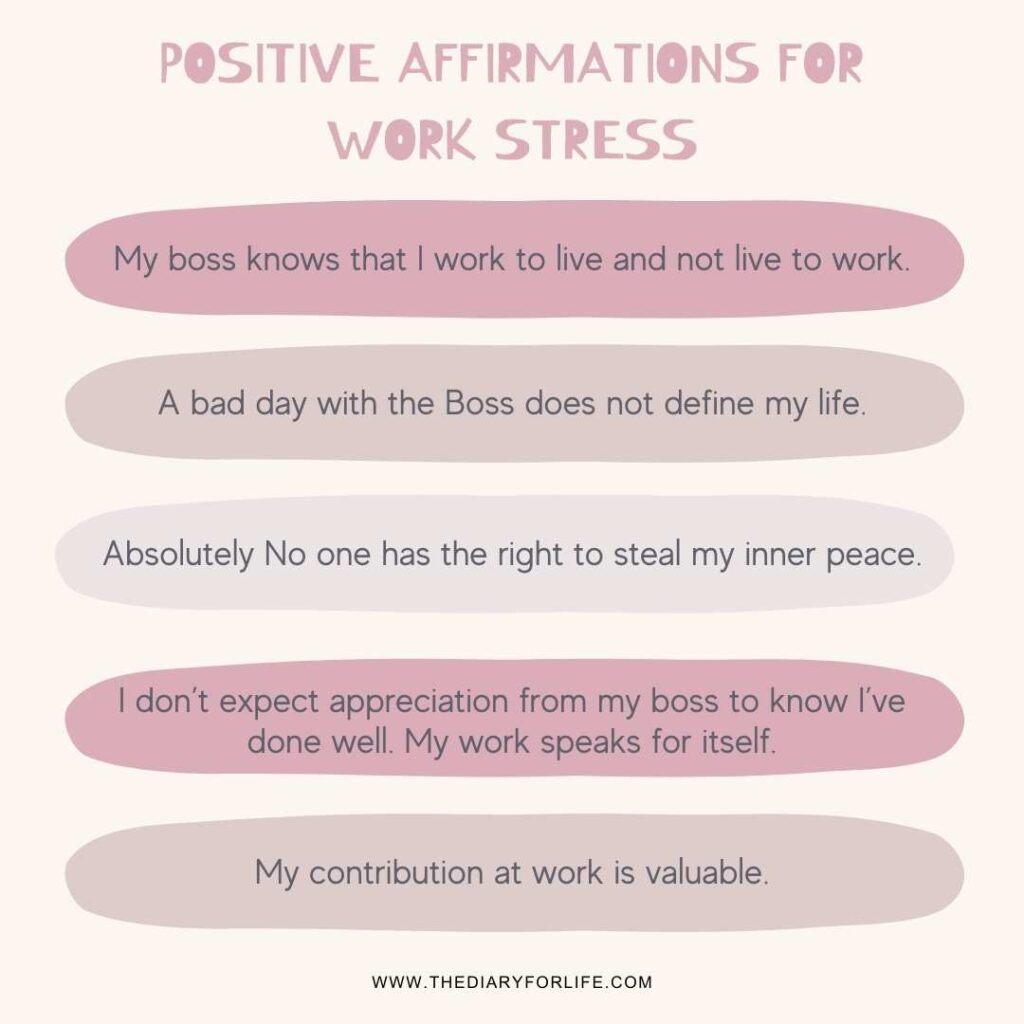 Positive Affirmations for work stress