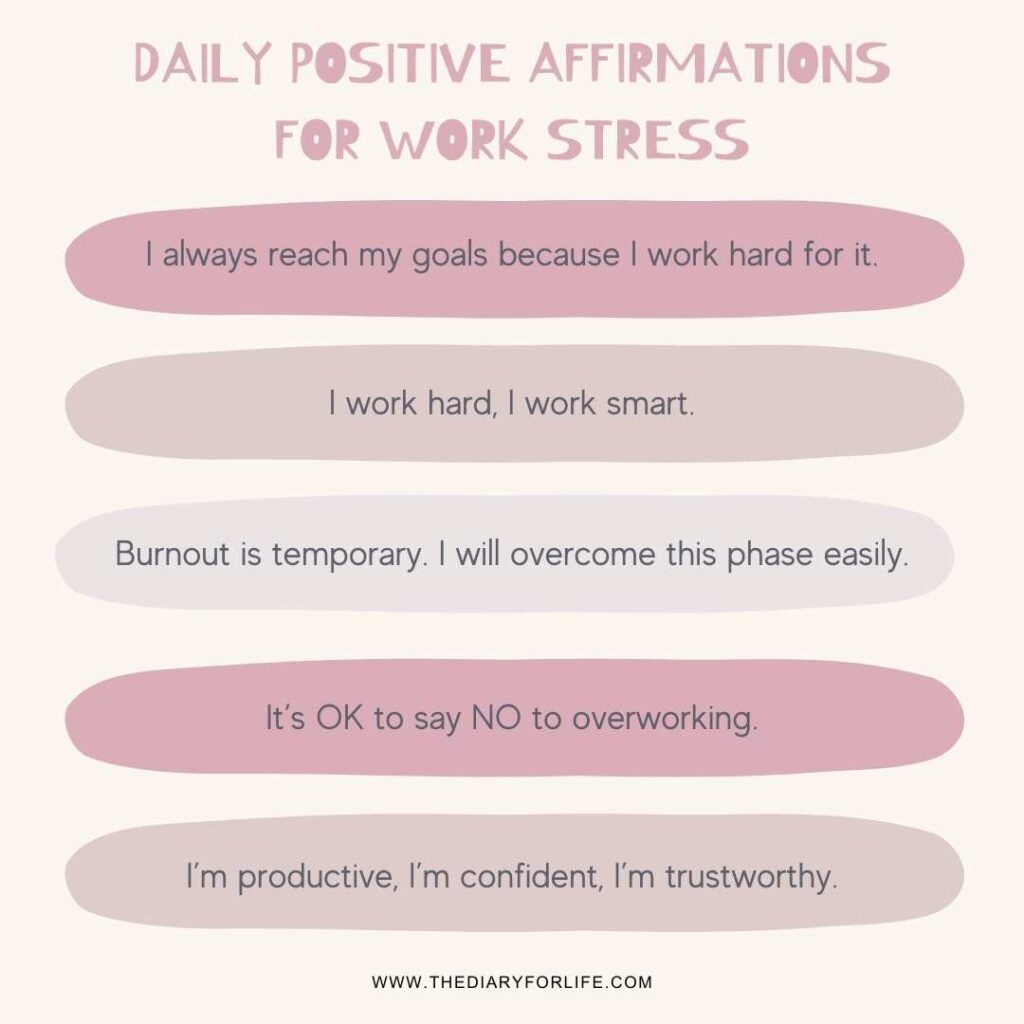positive affirmations for work stress